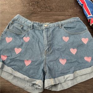 Heart denim shorts